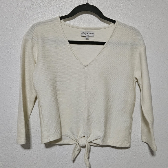Texture and Thread Madewell textured top with front tie size small - Picture 1 of 10